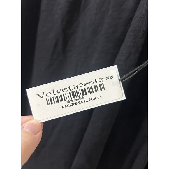 Velvet by Graham & Spencer Black Long Sleeve Blouse 1X NWT - Picture 3 of 6